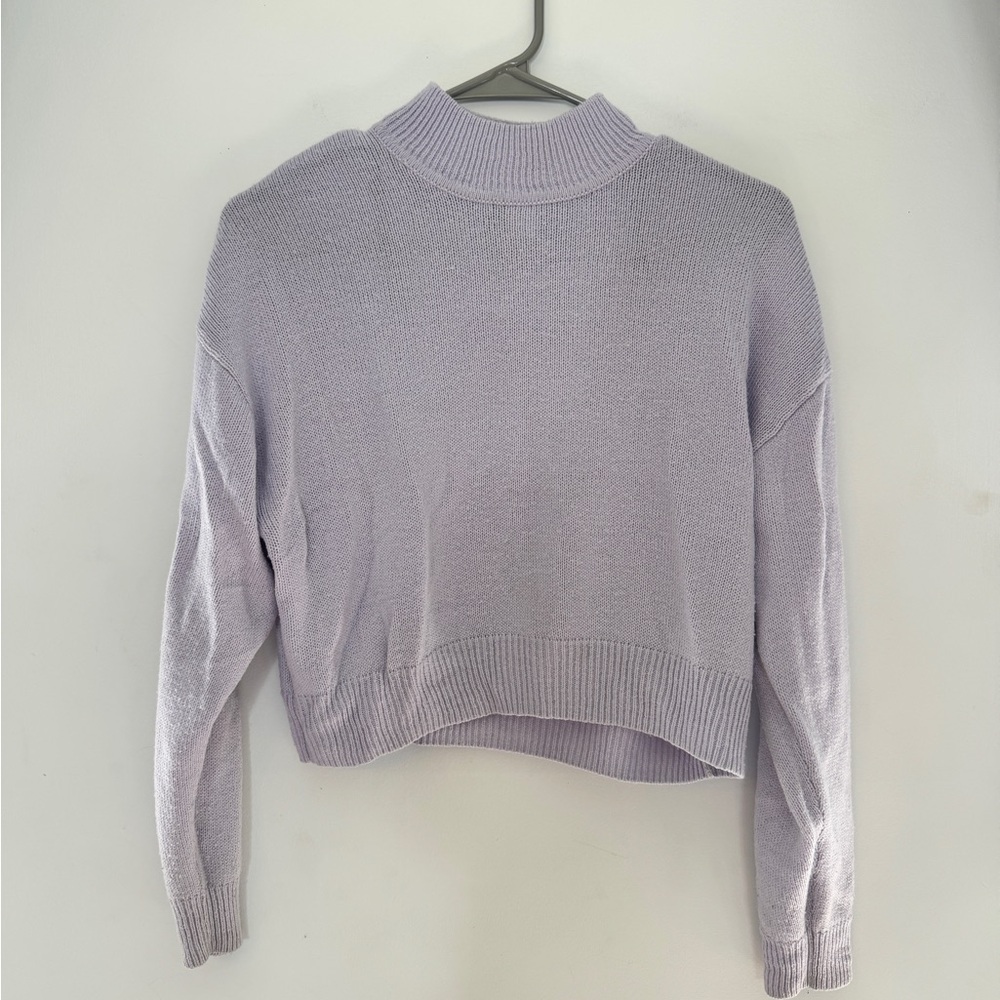 H&M Lavender Cropped Mock Neck Sweater